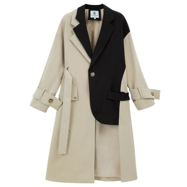Women’s oversized trench coat with a contrasting yoke and roll-up sleeves