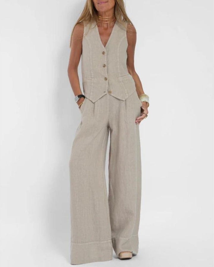 Millie™ - Chic Sleeveless Vest & Wide Leg Trousers Set