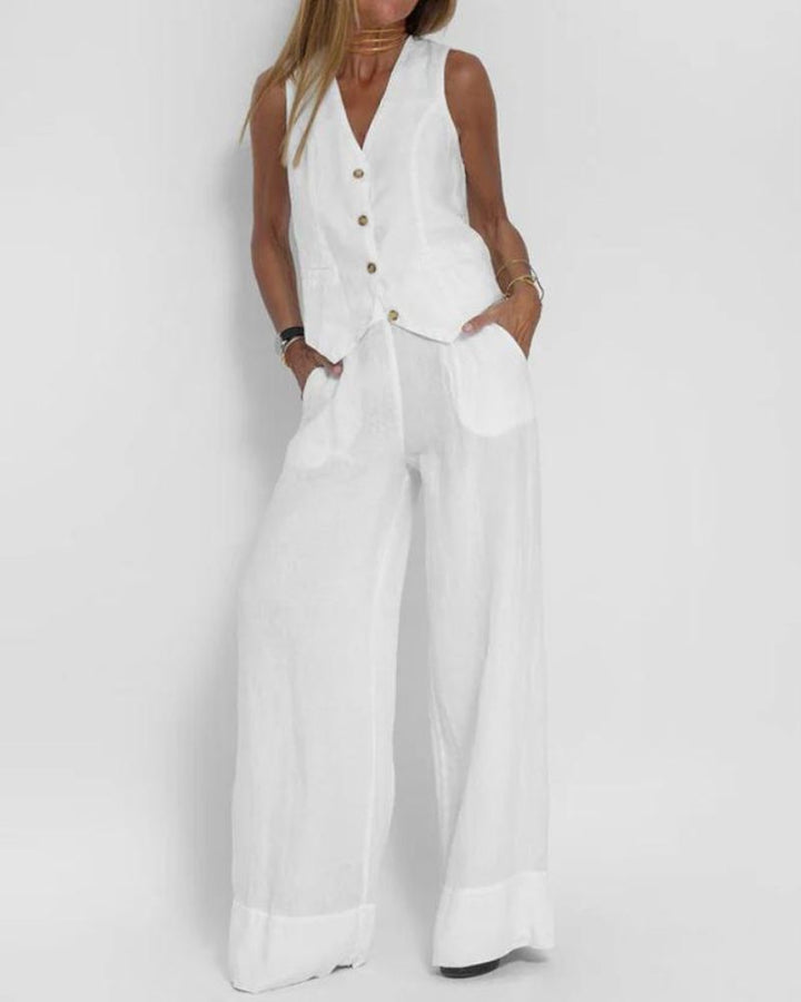 Millie™ - Chic Sleeveless Vest & Wide Leg Trousers Set