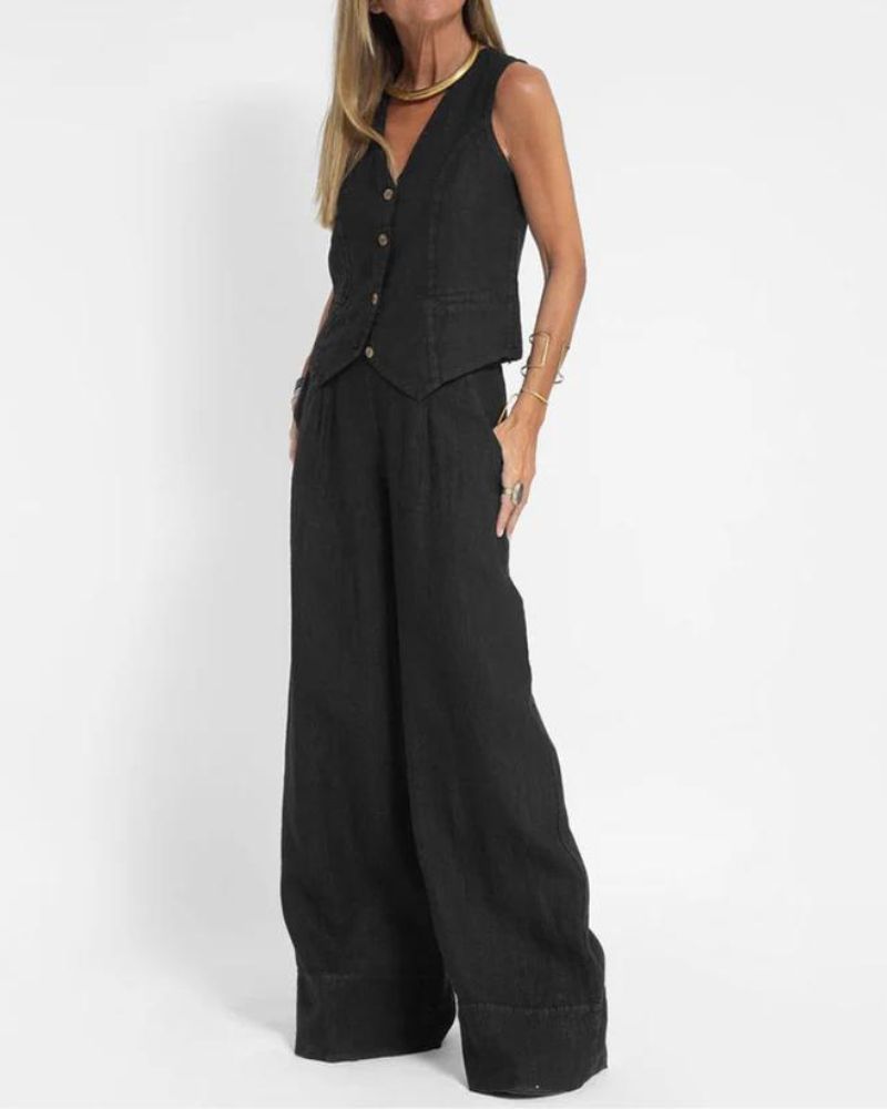 Millie™ - Chic Sleeveless Vest & Wide Leg Trousers Set