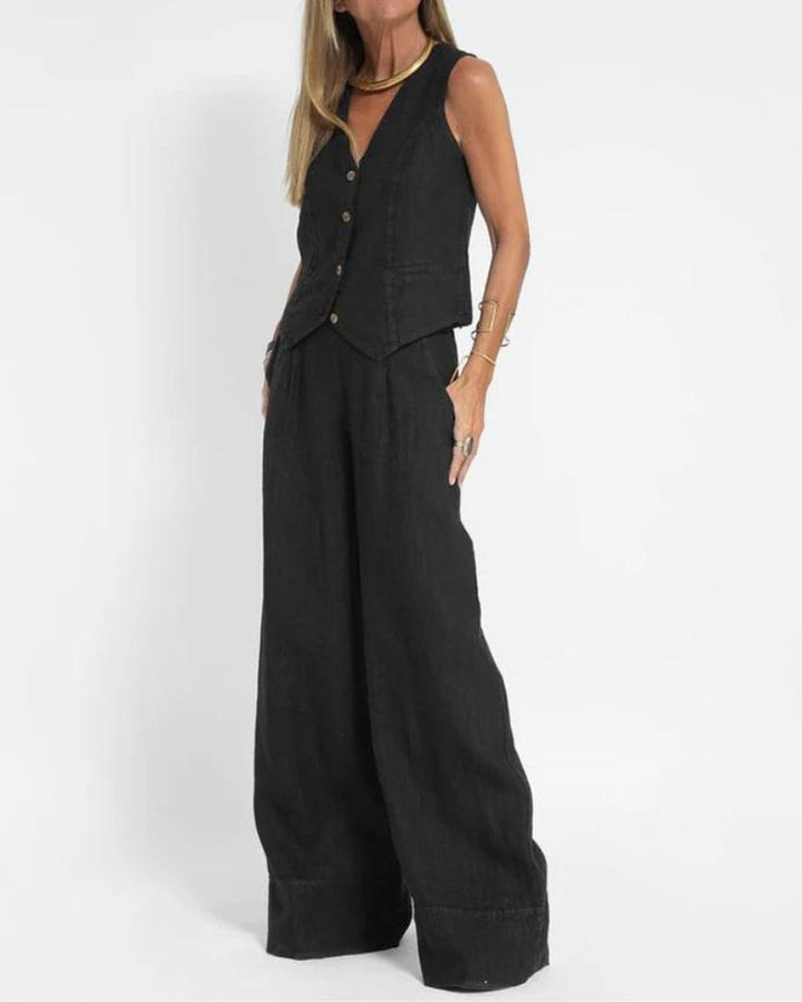 Millie™ - Chic Sleeveless Vest & Wide Leg Trousers Set