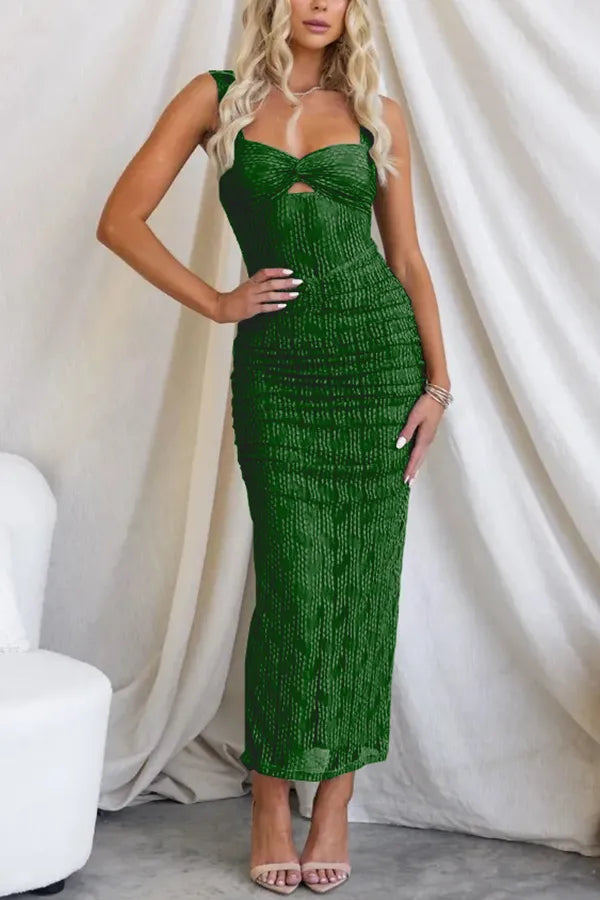 Alberta - Manifesting You Ruched Mesh Maxi Dress
