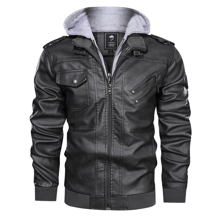 Men's jacket with detachable hood and pockets