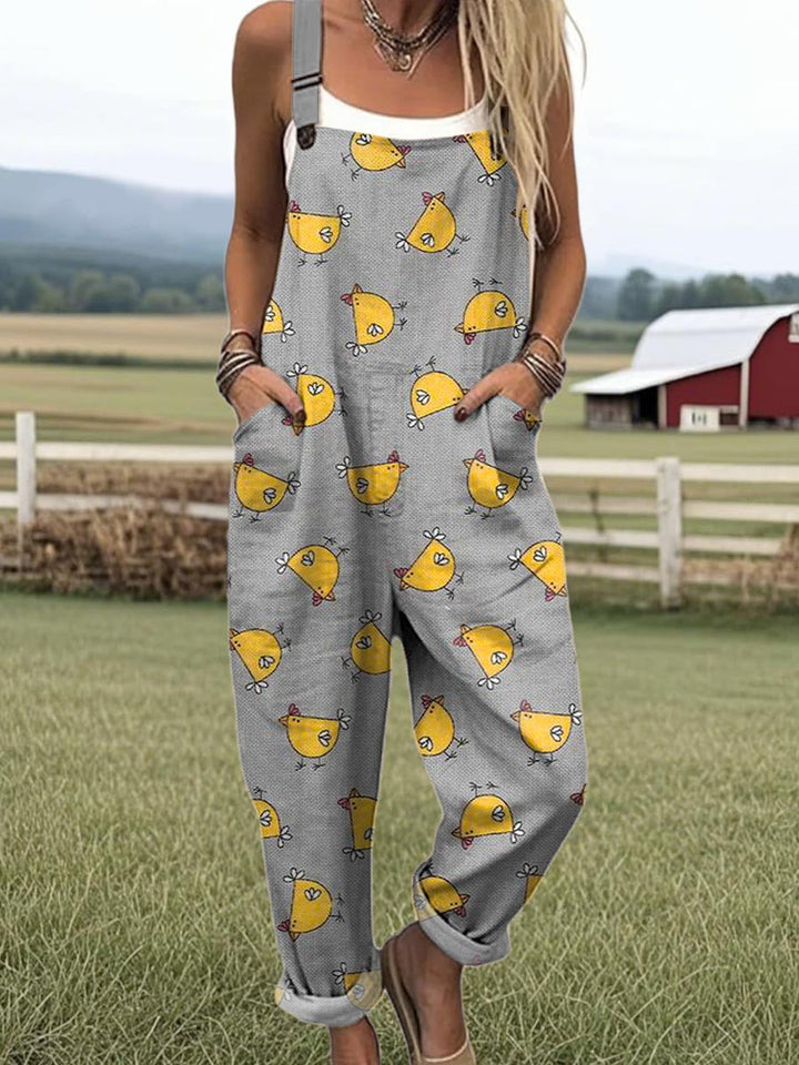 Women's Vintage Wide-Leg Jumpsuit - Effortless Style & Comfort