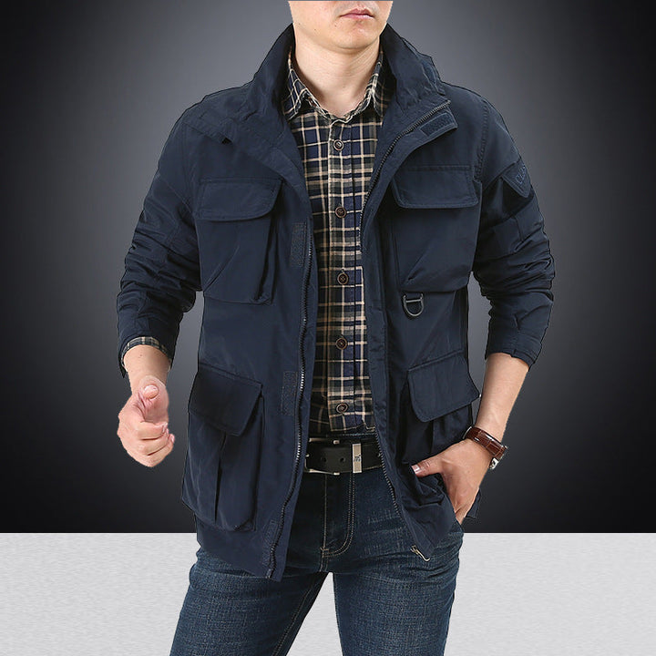 Men’s utility field jacket with flap and zippered pockets