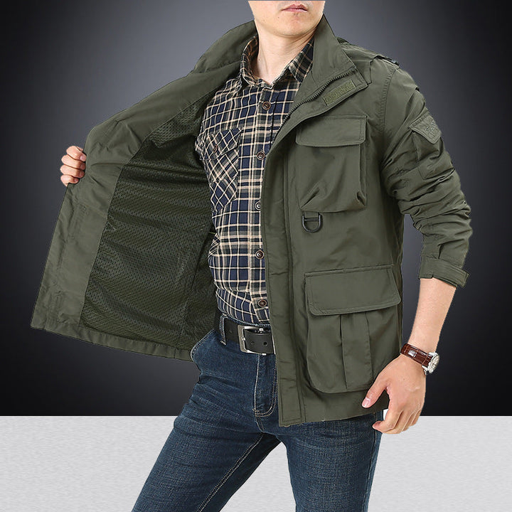 Men’s utility field jacket with flap and zippered pockets