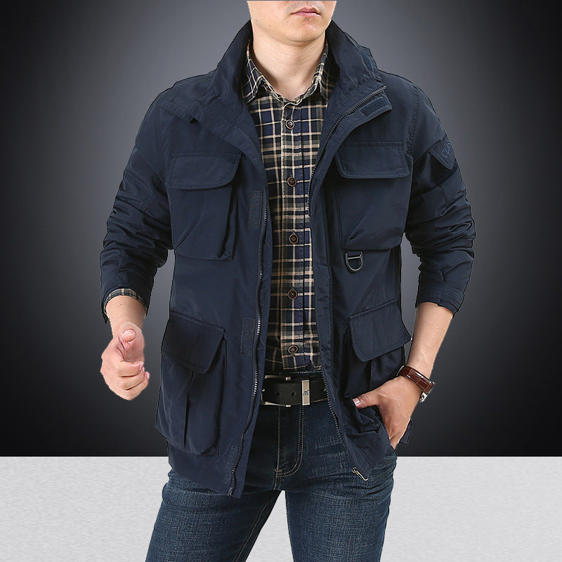 Men’s utility field jacket with flap and zippered pockets