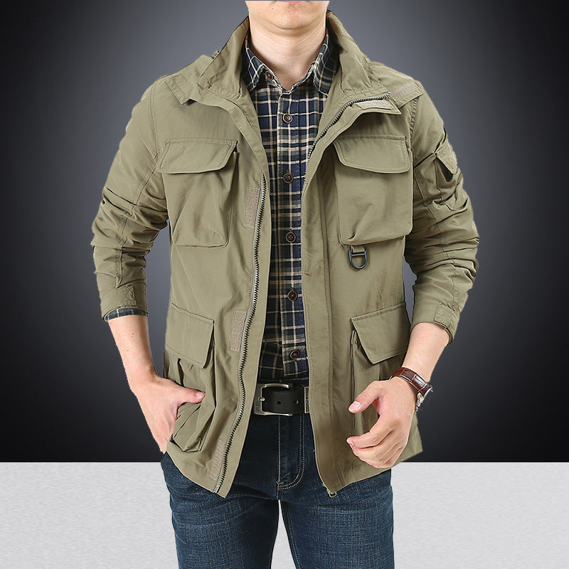 Men’s utility field jacket with flap and zippered pockets