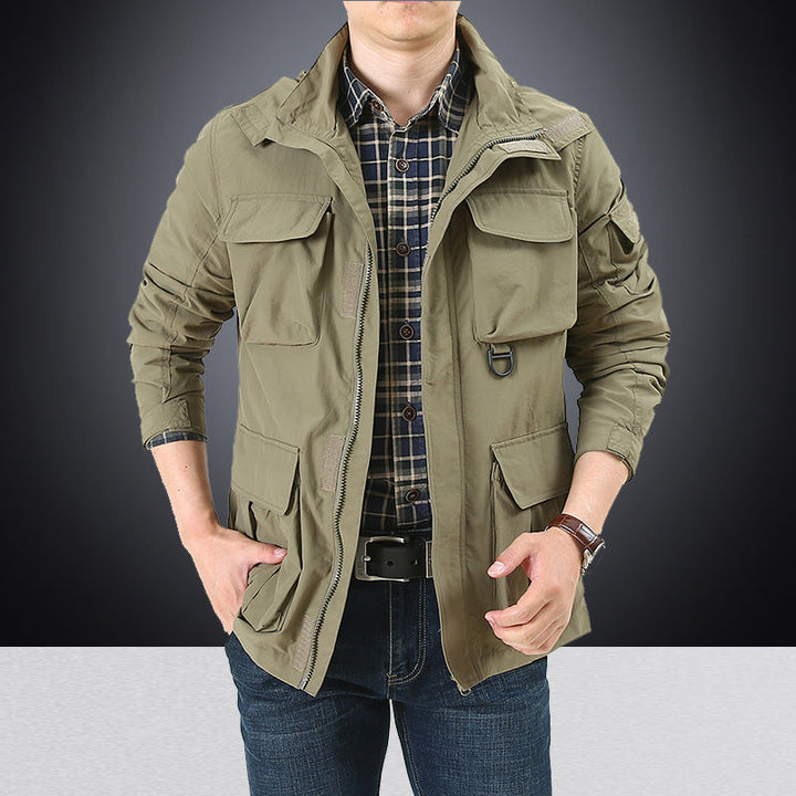 Men’s utility field jacket with flap and zippered pockets