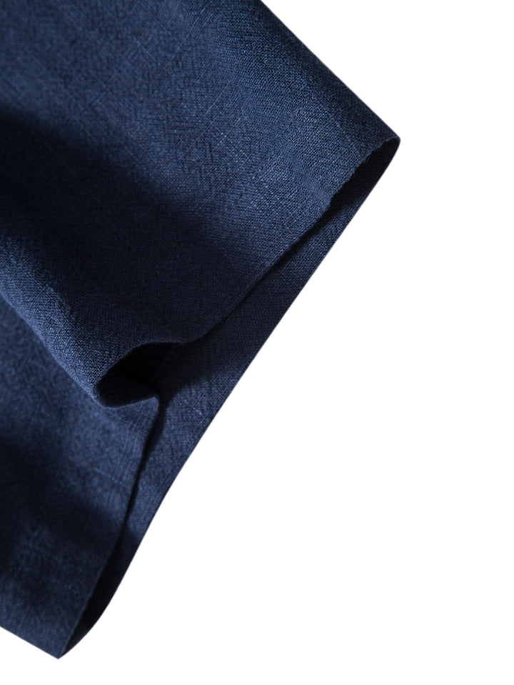 Button-up shirt and straight-cut trousers in a linen-rayon blend