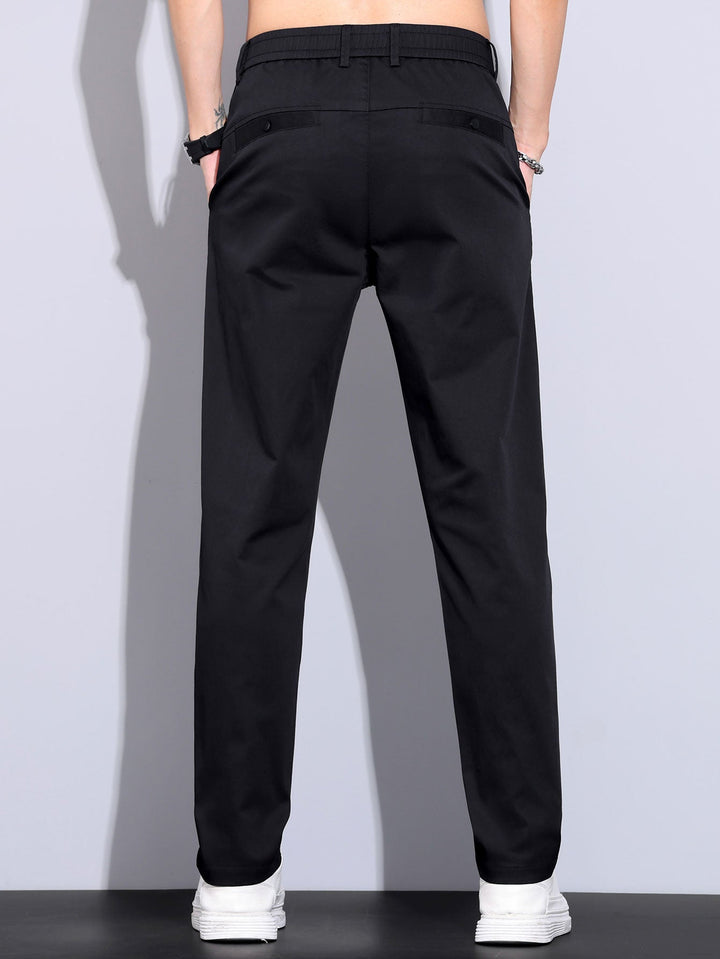 Herren Kurzarm Zip Polo & Elastischer Bund Gerade-Hosen Set