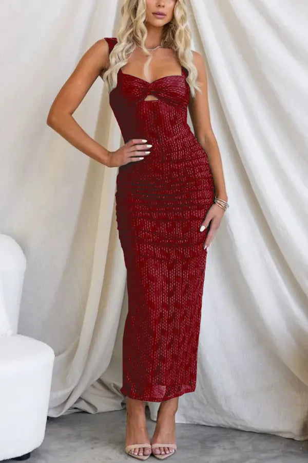 Alberta - Manifesting You Ruched Mesh Maxi Dress