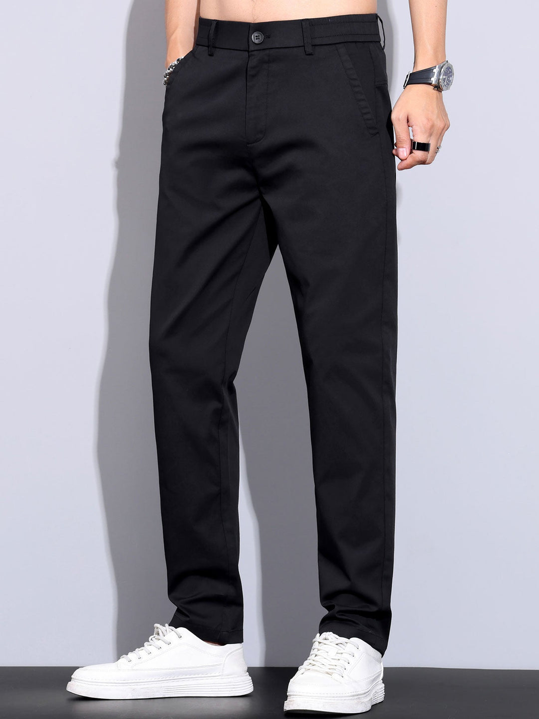 Herren Kurzarm Zip Polo & Elastischer Bund Gerade-Hosen Set