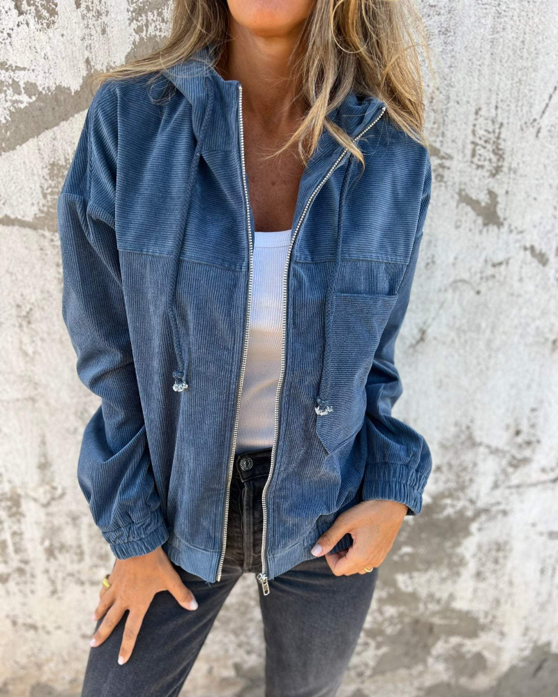 Danna™ - Hooded Corduroy Jacket with Zipper