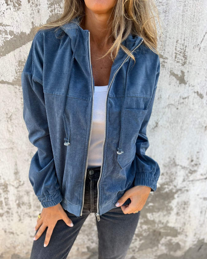 Danna™ - Hooded Corduroy Jacket with Zipper