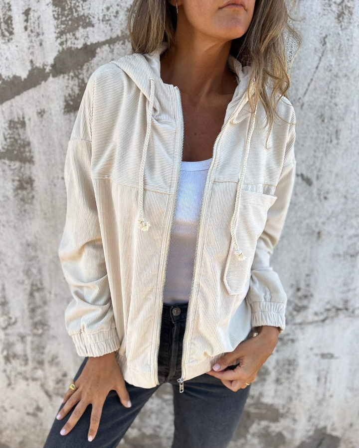 Danna™ - Hooded Corduroy Jacket with Zipper
