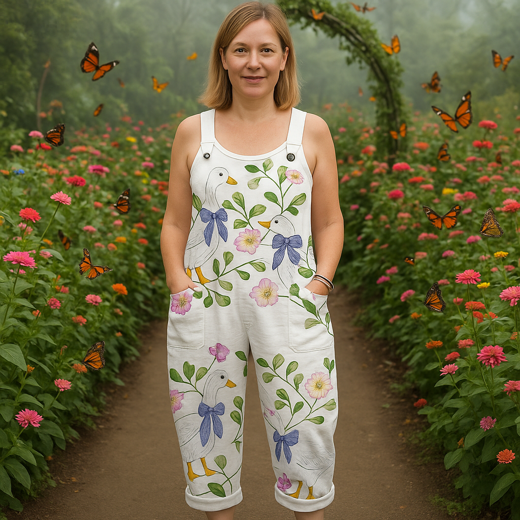 Vintage Floral Wide-Leg Jumpsuit - Gentle Comfort & Effortless Style