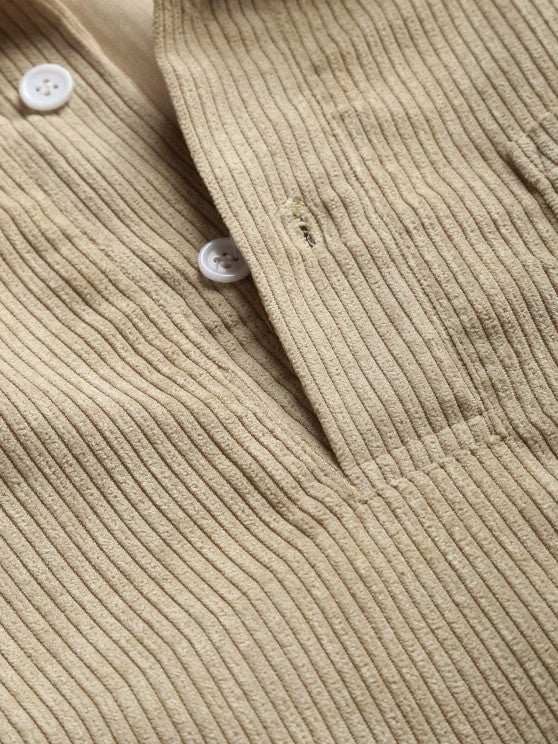 Men's Corduroy Long-Sleeve Half-Placket Shirt
