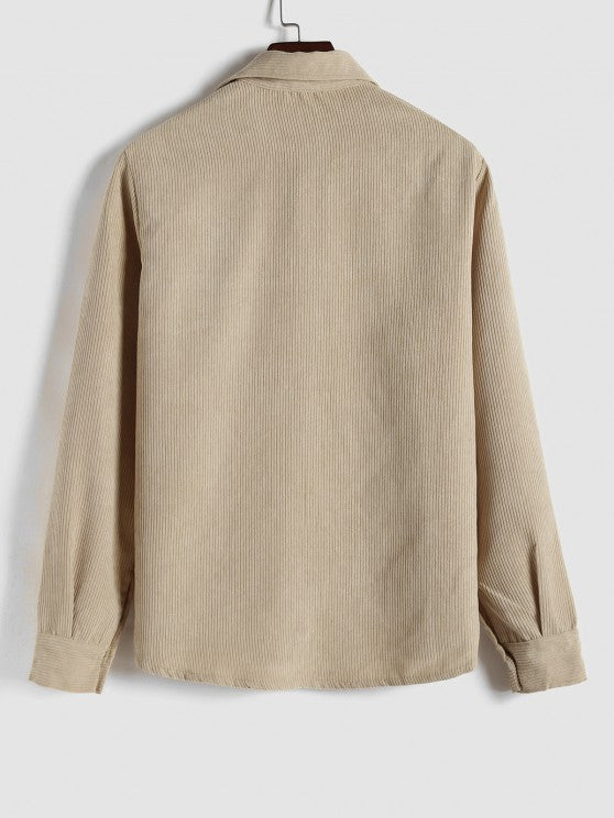 Men's Corduroy Long-Sleeve Half-Placket Shirt