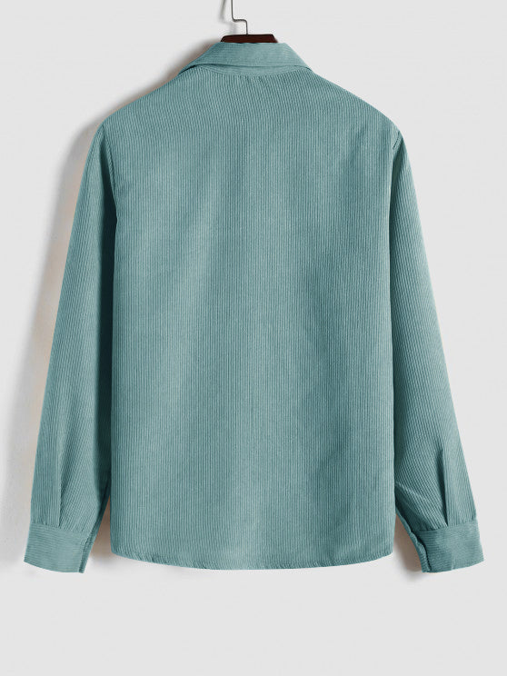 Men's Corduroy Long-Sleeve Half-Placket Shirt