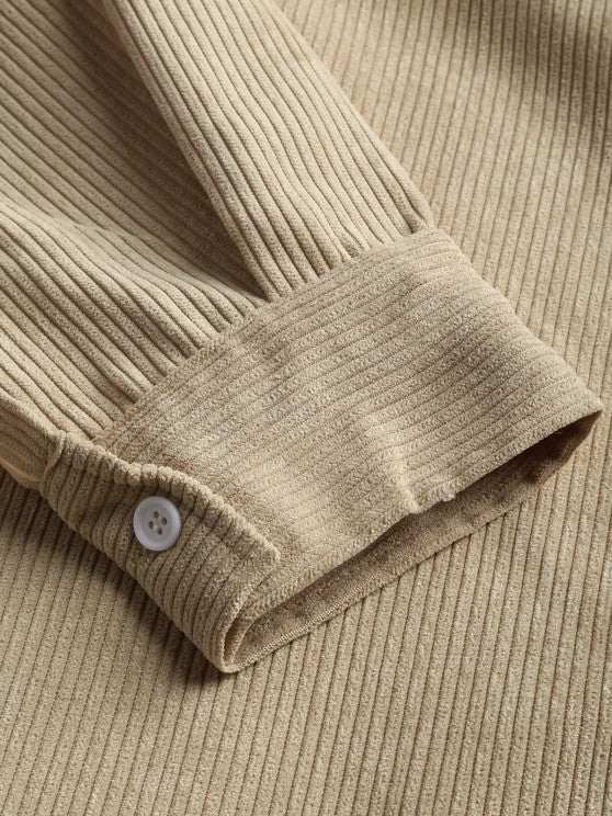 Men's Corduroy Long-Sleeve Half-Placket Shirt