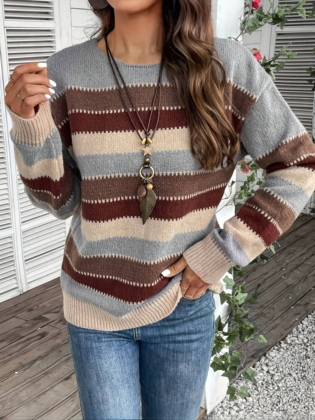 Delphine | Women's striped crew-neck sweater
