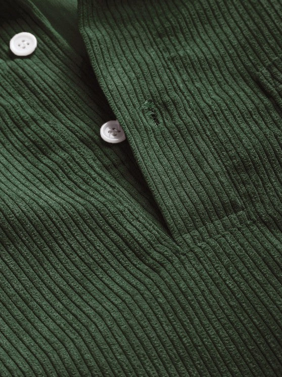 Men's Corduroy Long-Sleeve Half-Placket Shirt