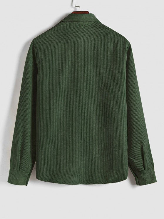Men's Corduroy Long-Sleeve Half-Placket Shirt