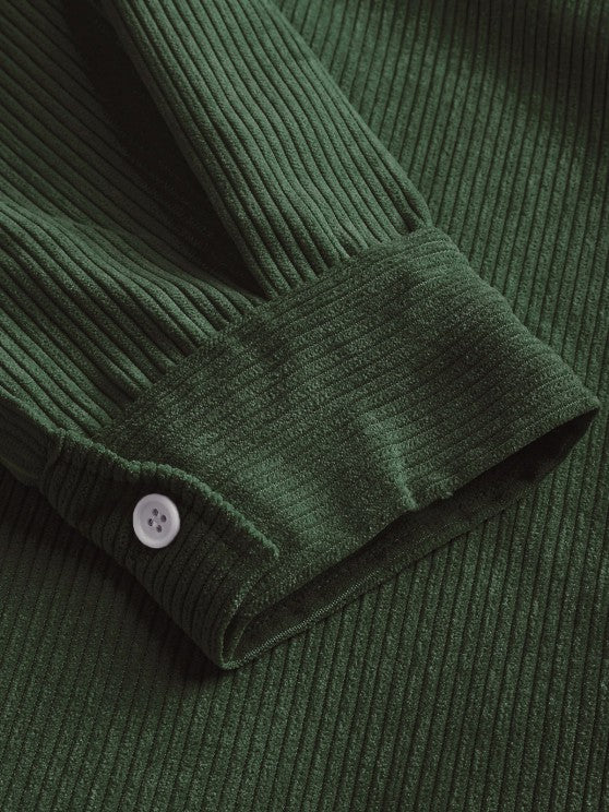 Men's Corduroy Long-Sleeve Half-Placket Shirt
