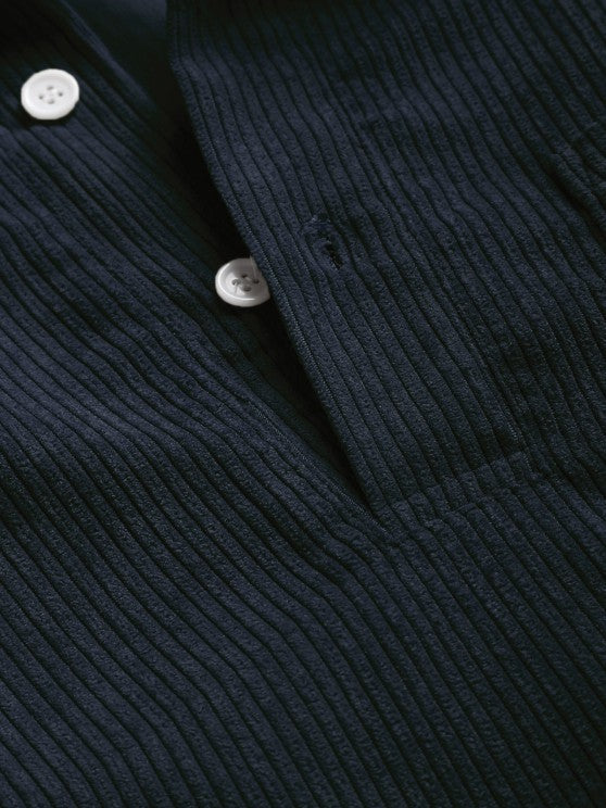 Men's Corduroy Long-Sleeve Half-Placket Shirt