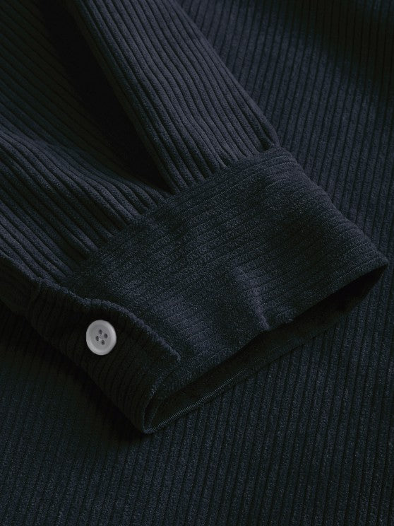 Men's Corduroy Long-Sleeve Half-Placket Shirt