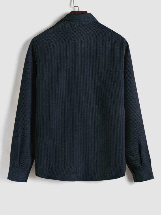 Men's Corduroy Long-Sleeve Half-Placket Shirt