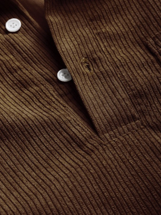 Men's Corduroy Long-Sleeve Half-Placket Shirt