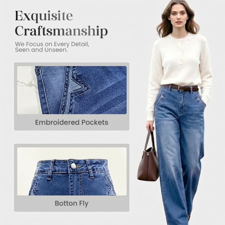 Retro High-Waisted Wide Leg Jeans for Women