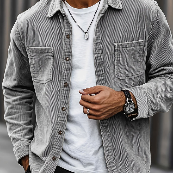 Bryce | Herren Langarm-Overshirt mit Taschen und Knöpfen