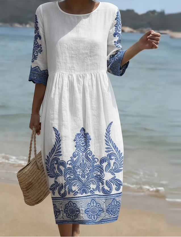 Tiffany in White | Plant and Floral Print Dress