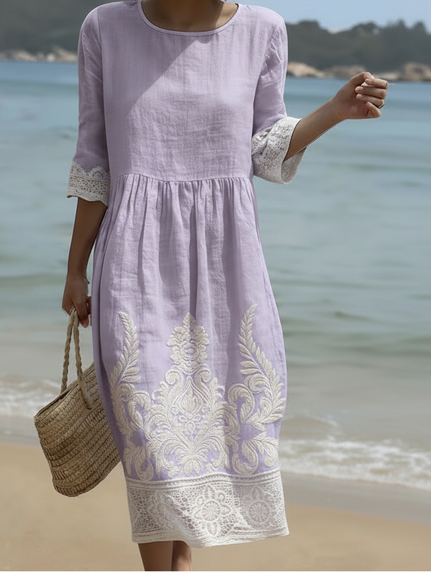 Tiffany in Lavender | Plant and Floral Print Dress