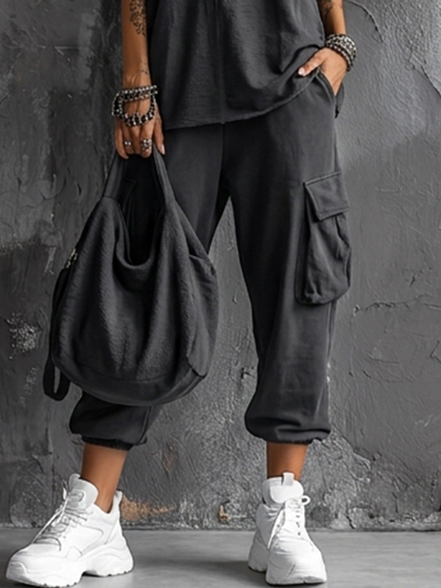 Women's Leisure Set: Dark Grey Hobby Top + Jogging Pants