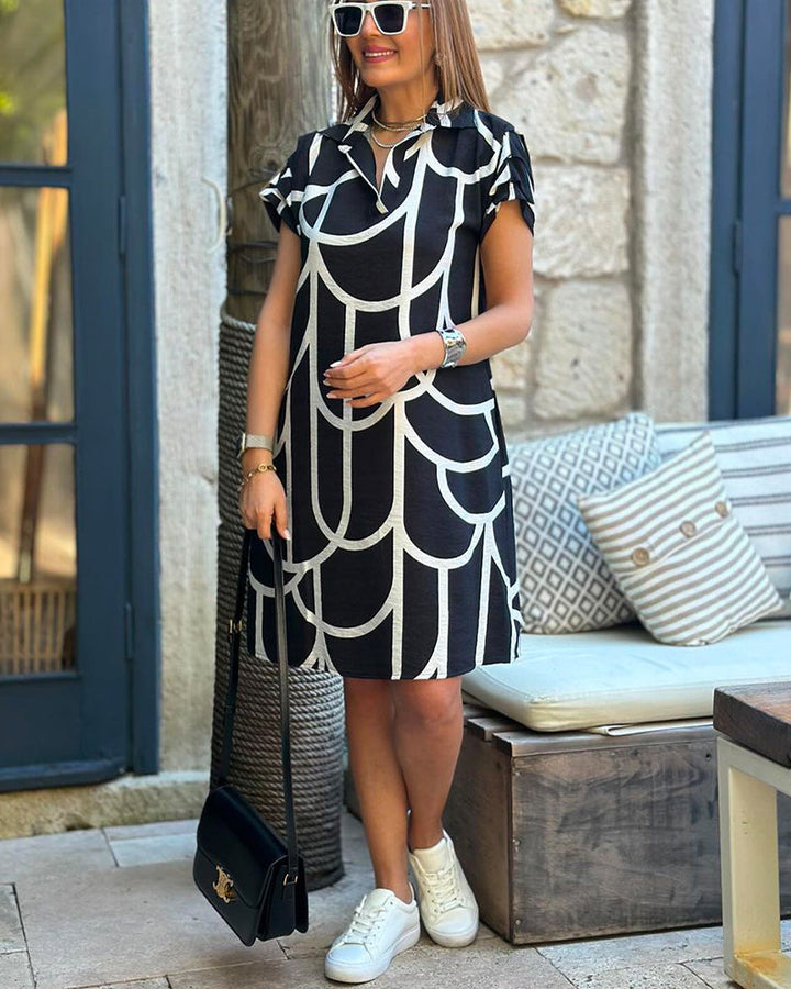Ellanore - Polo Dress with Geometric Print
