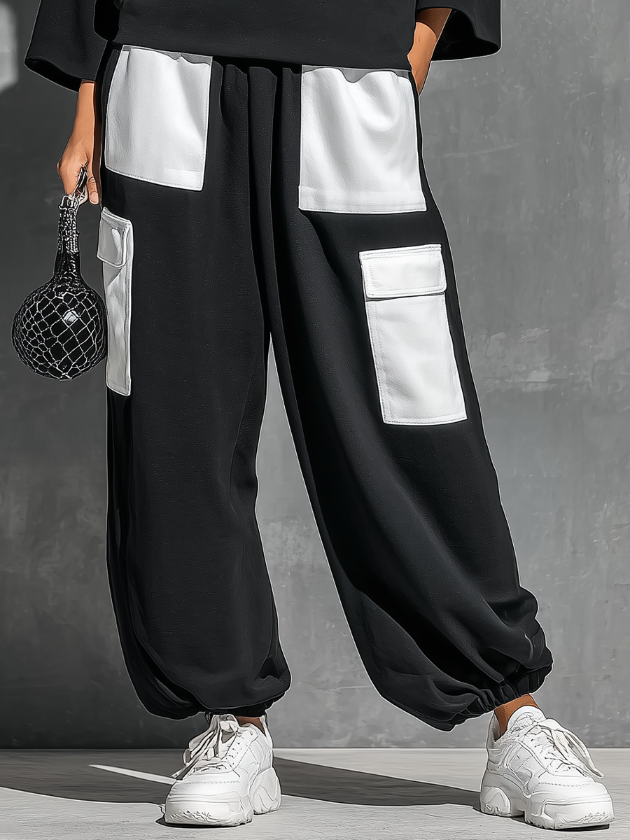 Women’s Sweatshirt & Cargo Jogger Pants Set with Pockets