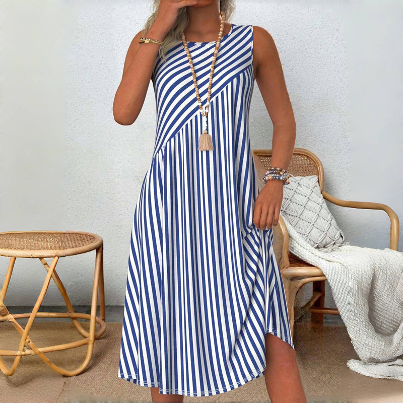 Heidi™ - Sleeveless Striped Tummy Control Summer Dress