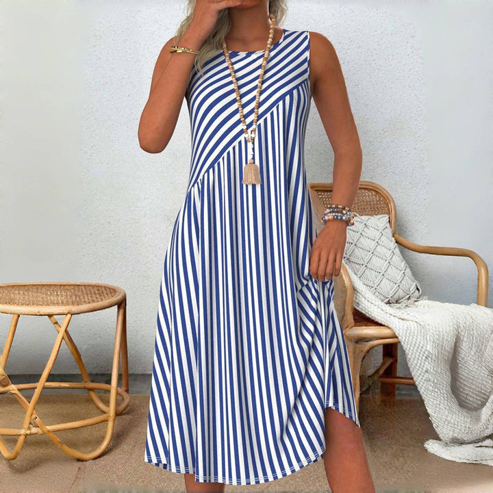 Heidi™ - Sleeveless Striped Tummy Control Summer Dress