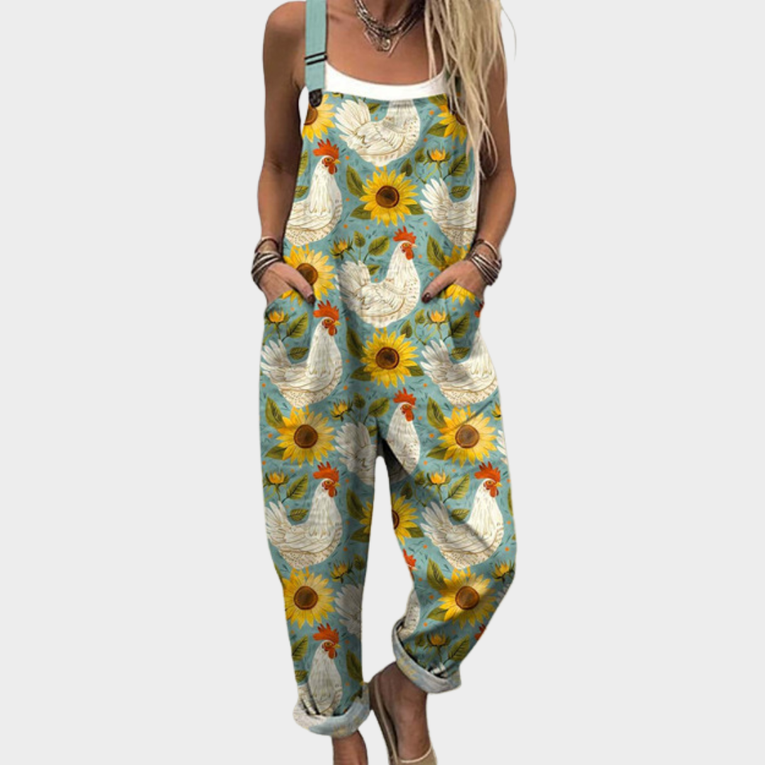 Comfortable printed dungarees