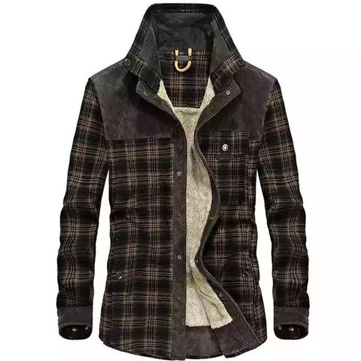 Men's checked shirt jacket with buttons and pockets
