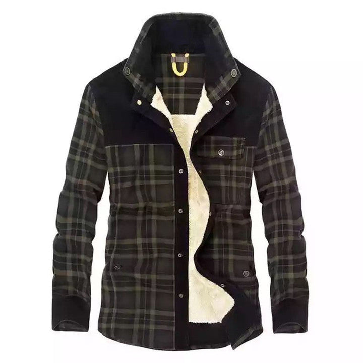 Men's checked shirt jacket with buttons and pockets