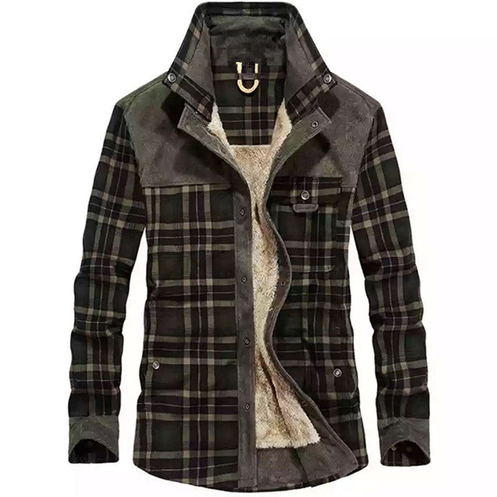 Men's checked shirt jacket with buttons and pockets