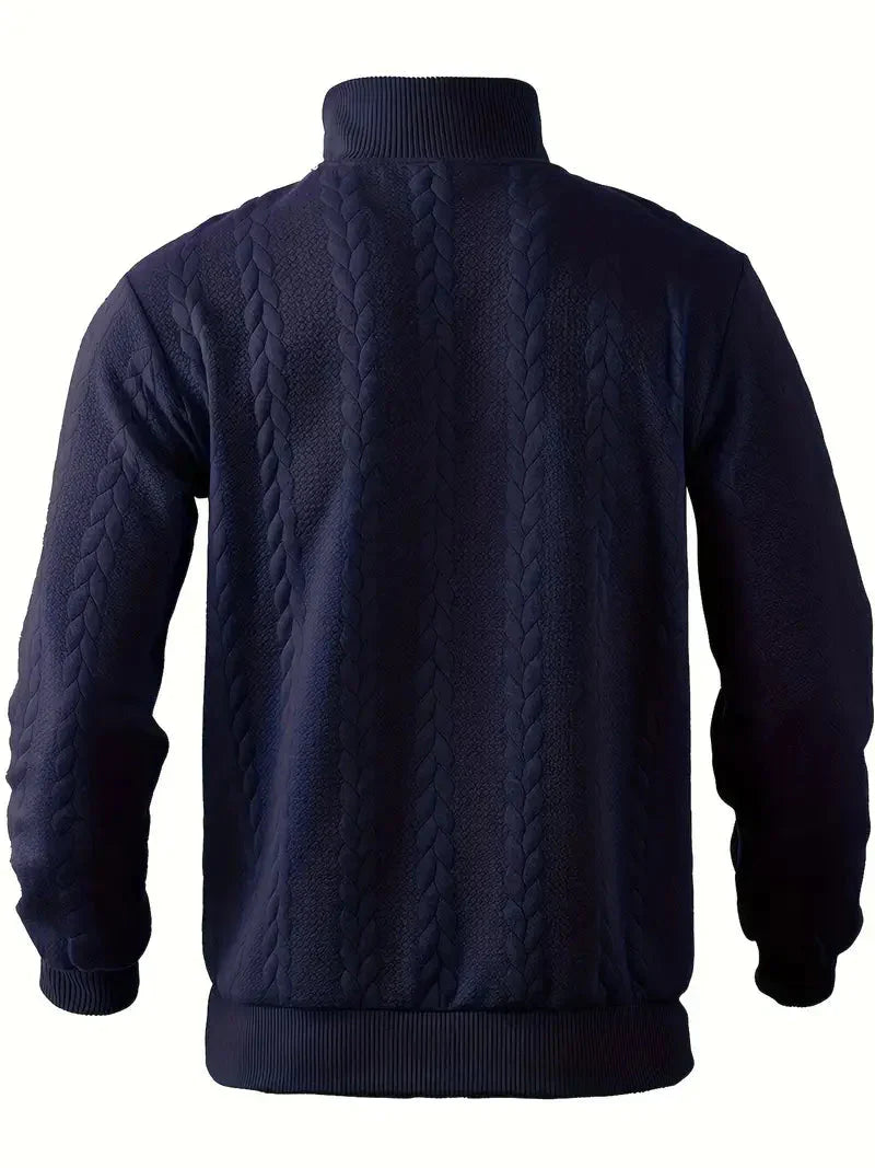Brit & Boho™️ | Casual Jacquard Quarter-Zip Sweater