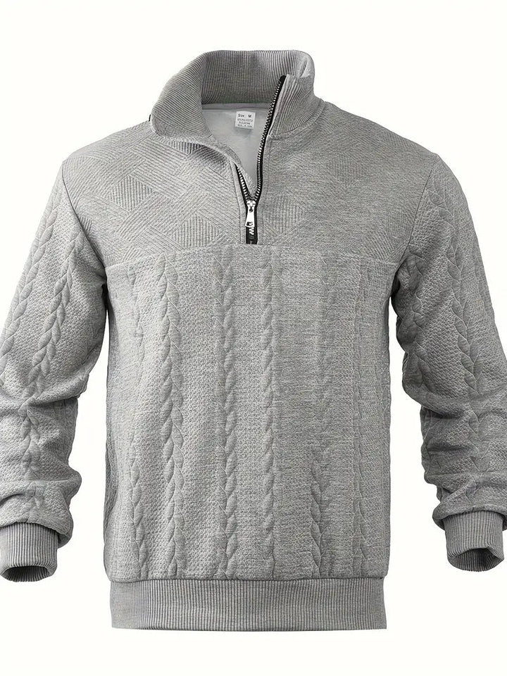 Brit & Boho™️ | Casual Jacquard Quarter-Zip Sweater