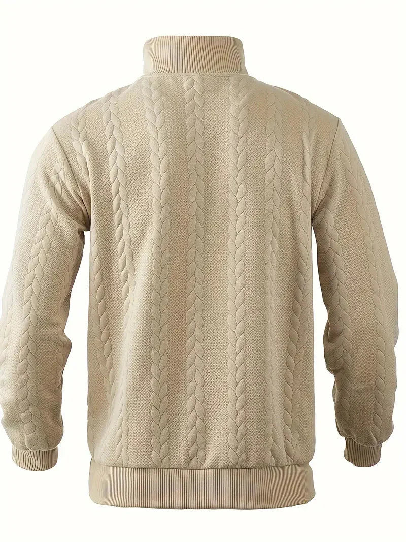 Brit & Boho™️ | Casual Jacquard Quarter-Zip Sweater
