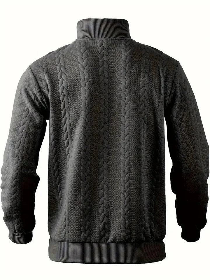 Brit & Boho™️ | Casual Jacquard Quarter-Zip Sweater